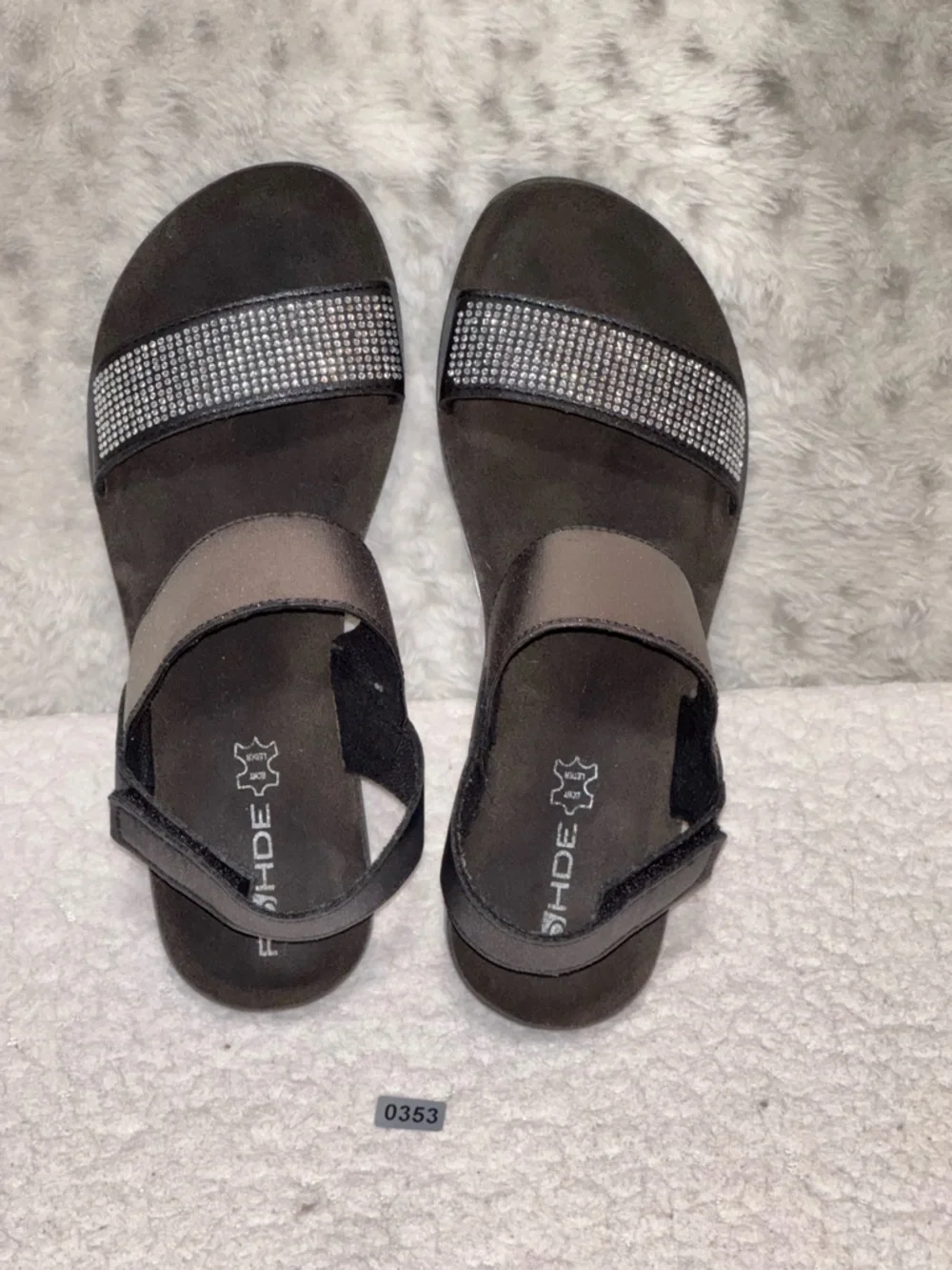 Rohde Black Crystal-Strap Comfort Sandals Women’s Size EU 38 / US 7